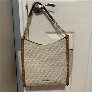 Michael Kors Vanilla/Brown  Studded Handbag New